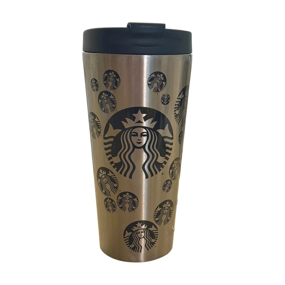Starbucks 16 oz Siren Logo Dots Stainless Steel Tumbler 2014